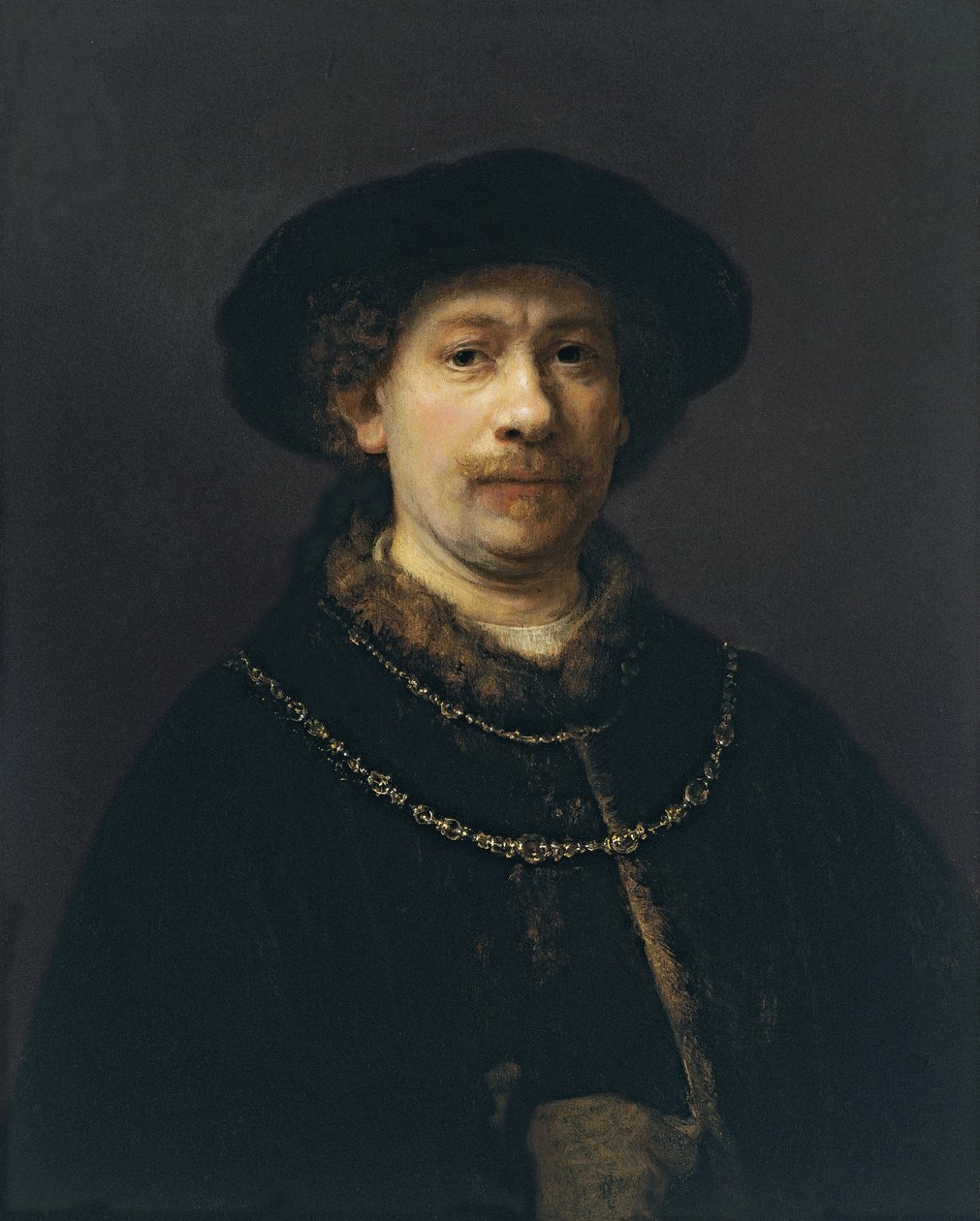 Önarckép svájcisapkával és két aranylánccal, 1642 körül alkotó: Rembrandt van Rijn