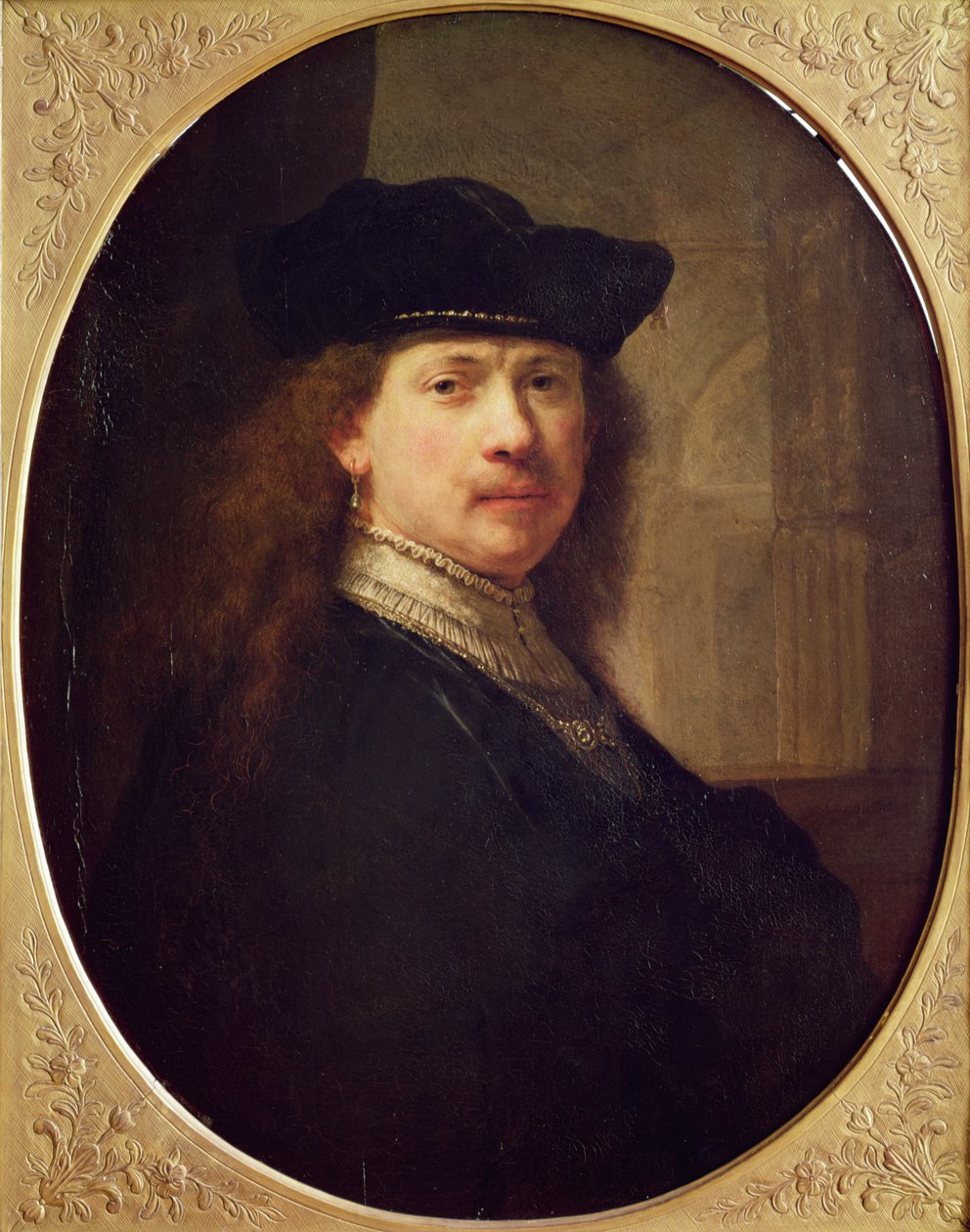 Önarckép kalappal, építészettel a háttérben, 1637 (olaj, fa) alkotó: Rembrandt van Rijn