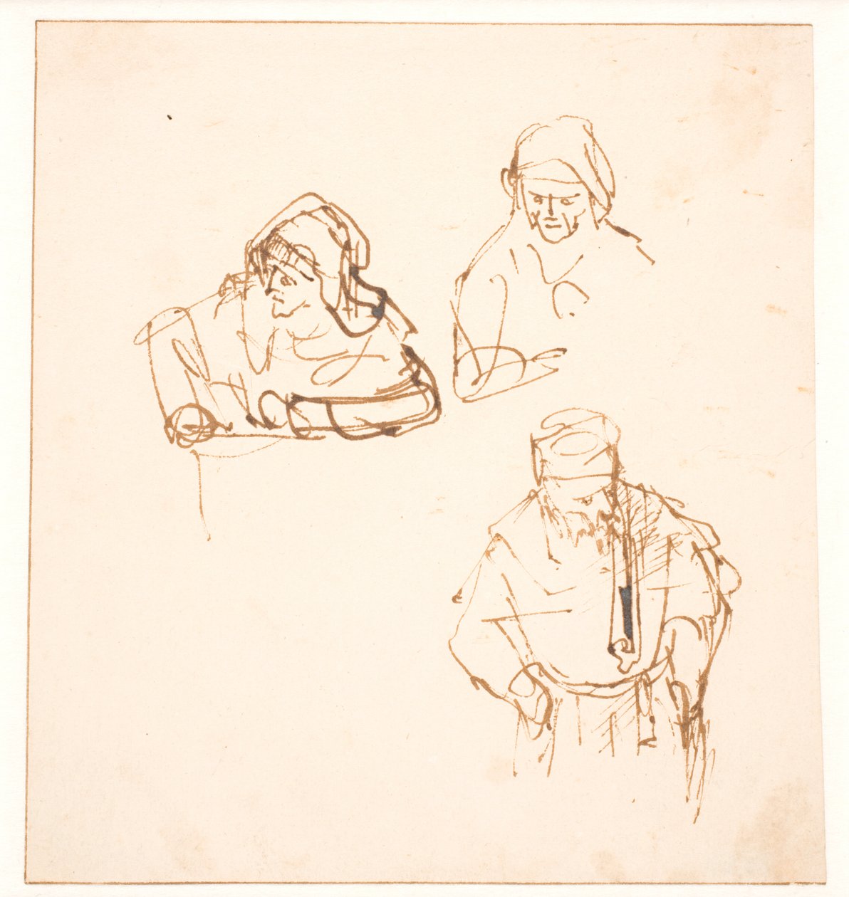 Vázlat két tanulmány egy nőről és egy tanulmány egy férfiról alkotó: Rembrandt van Rijn