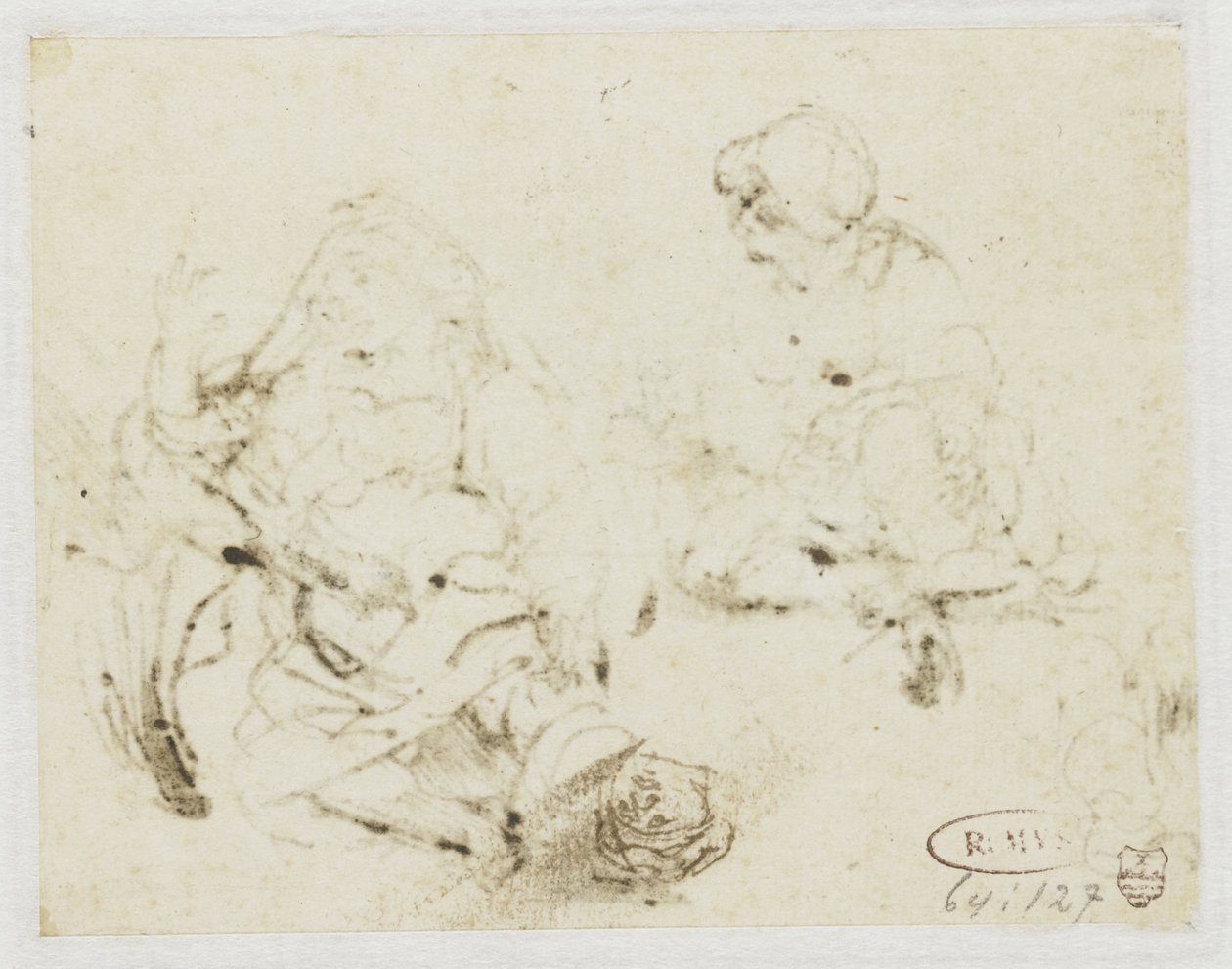 Kis tanulmány a beteg nő fejéről alkotó: Rembrandt van Rijn