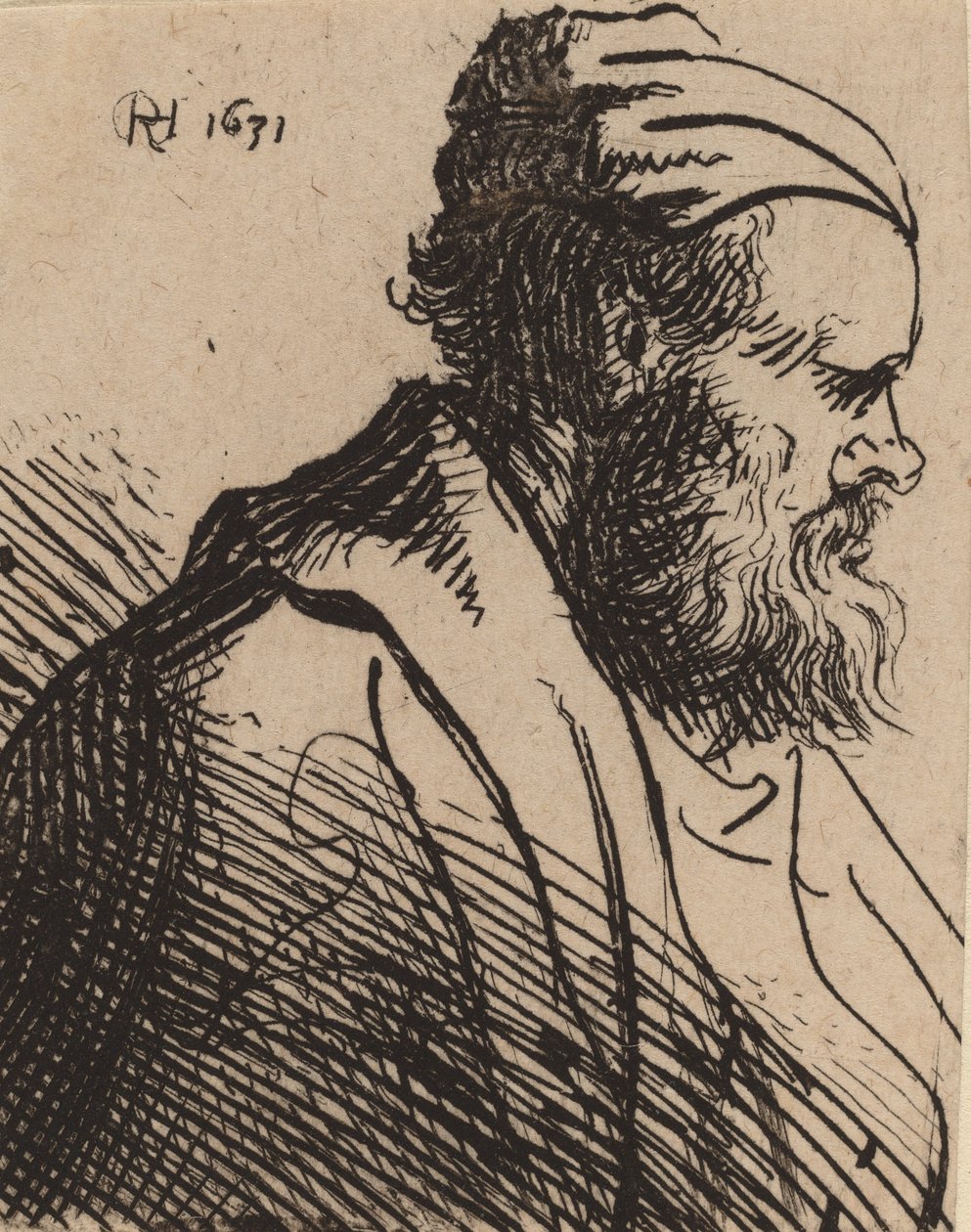 Csupasz orrú férfi sapkában, 1630-ban vagy előtte. alkotó: Rembrandt van Rijn