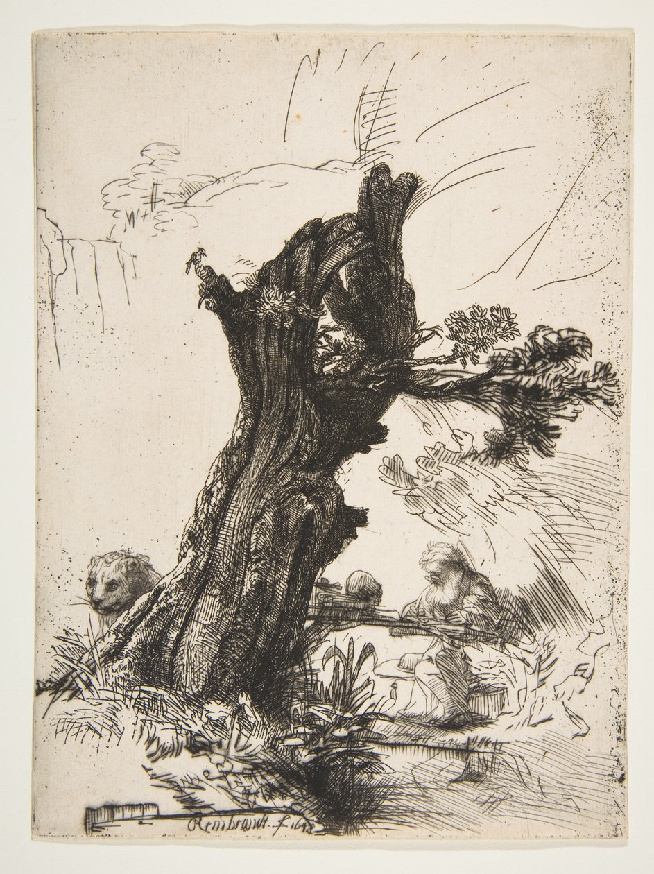 Szent Jeromos egy pollard fűz mellett, 1648. alkotó: Rembrandt van Rijn