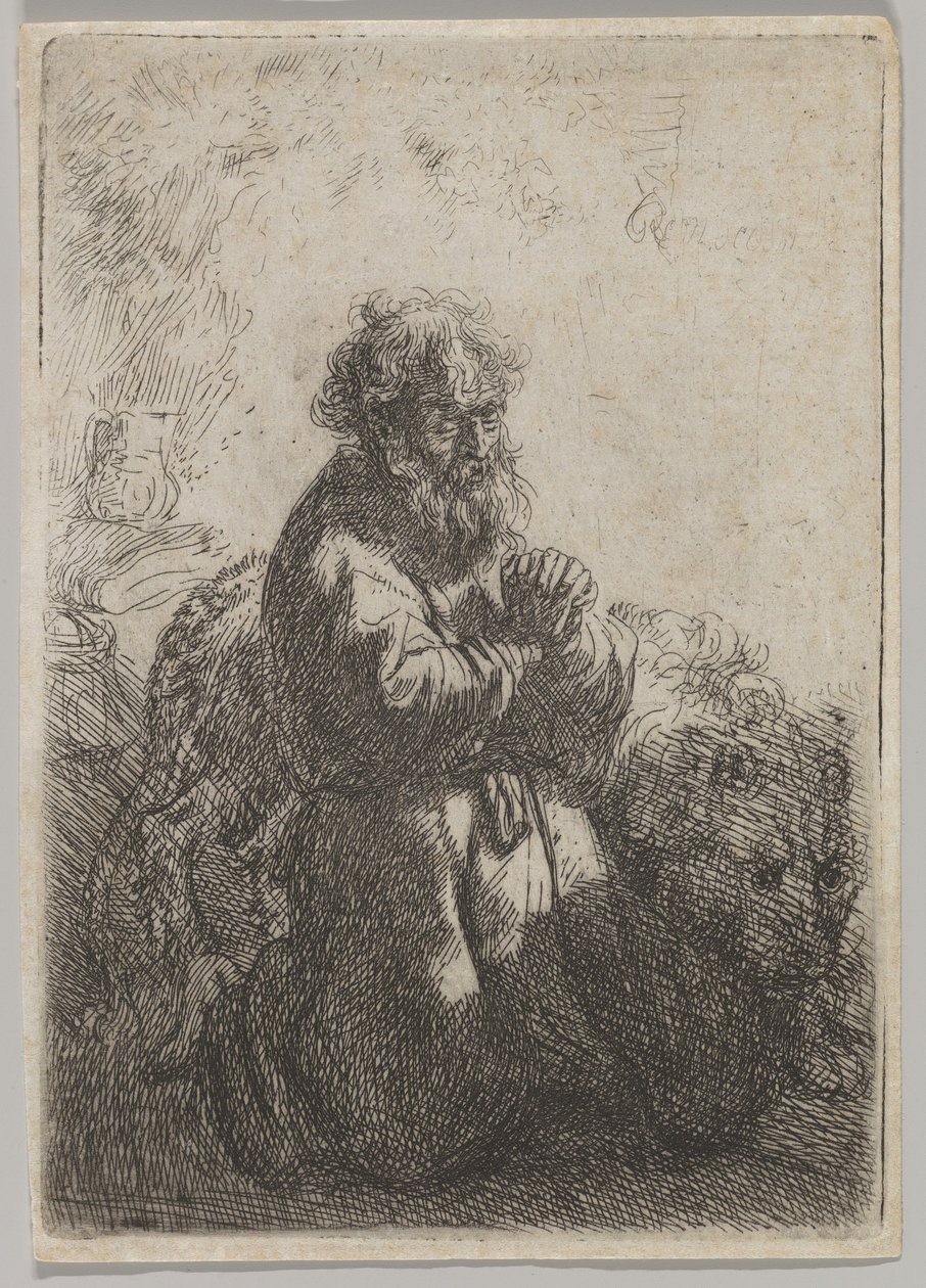 Szent Jeromos imában, 1635. alkotó: Rembrandt van Rijn