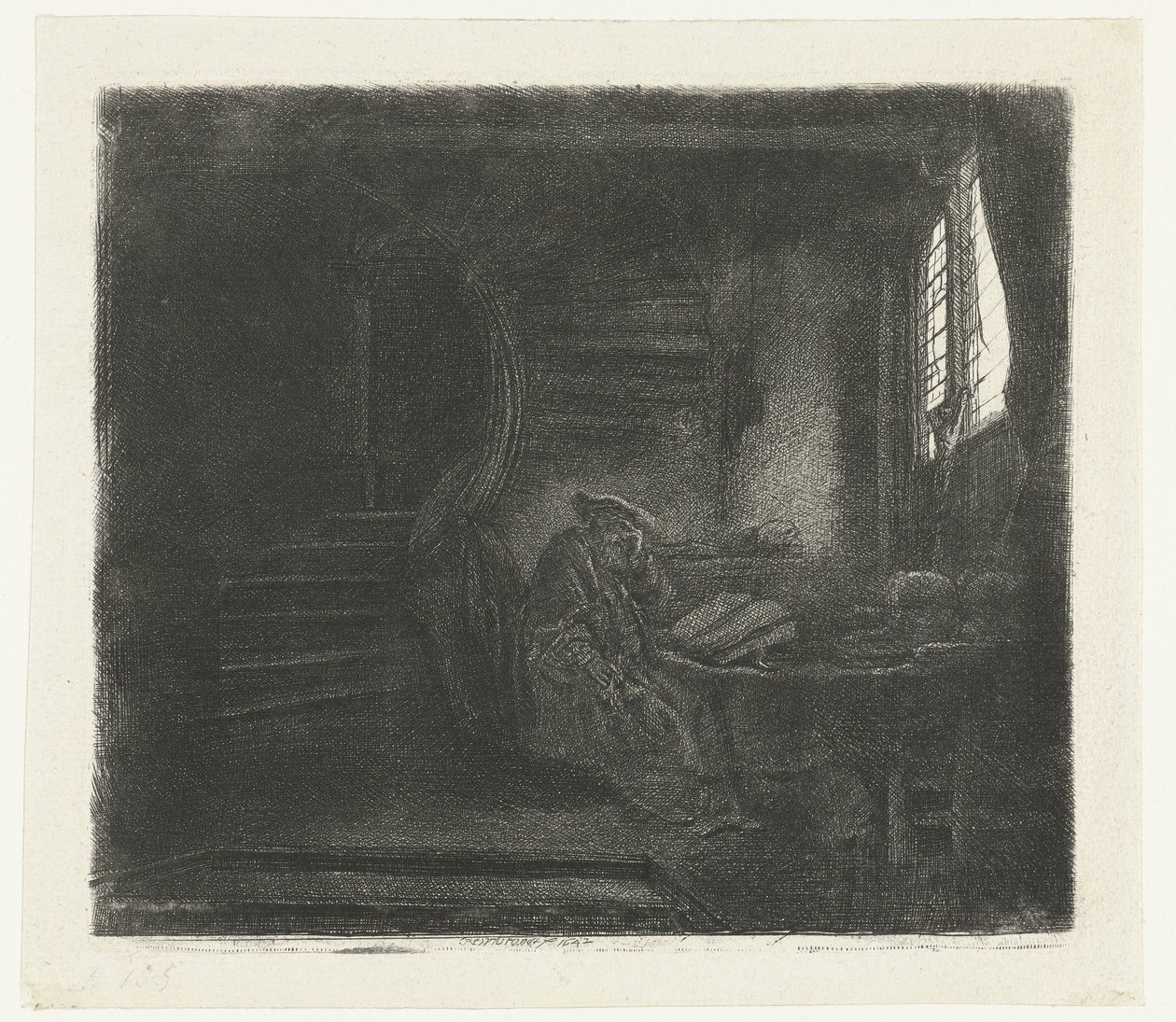 Szent Jeromos egy sötét kamrában alkotó: Rembrandt van Rijn