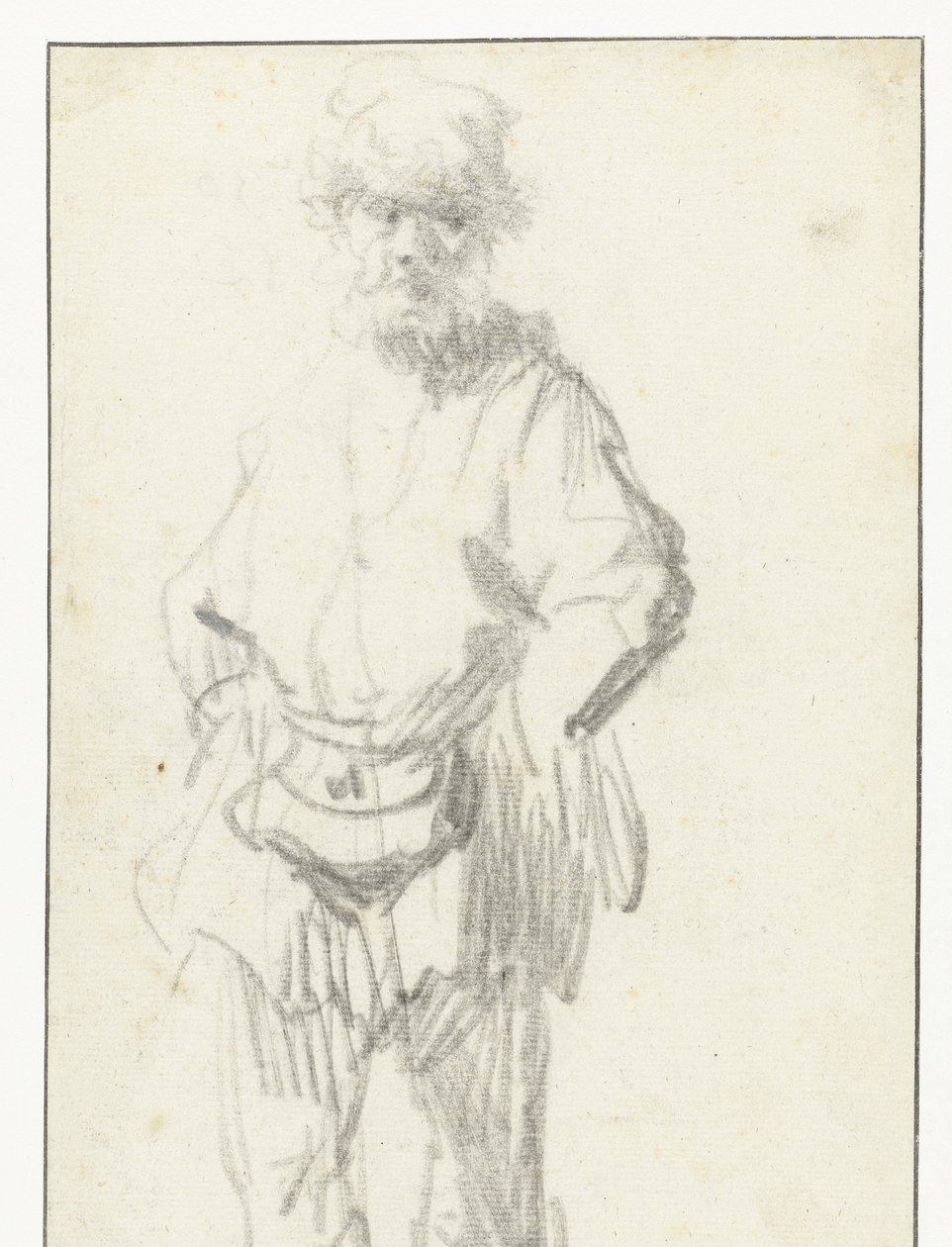 Álló ember egy tasakkal alkotó: Rembrandt van Rijn