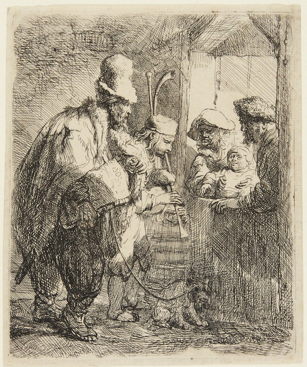 Vándorzenészek alkotó: Rembrandt van Rijn