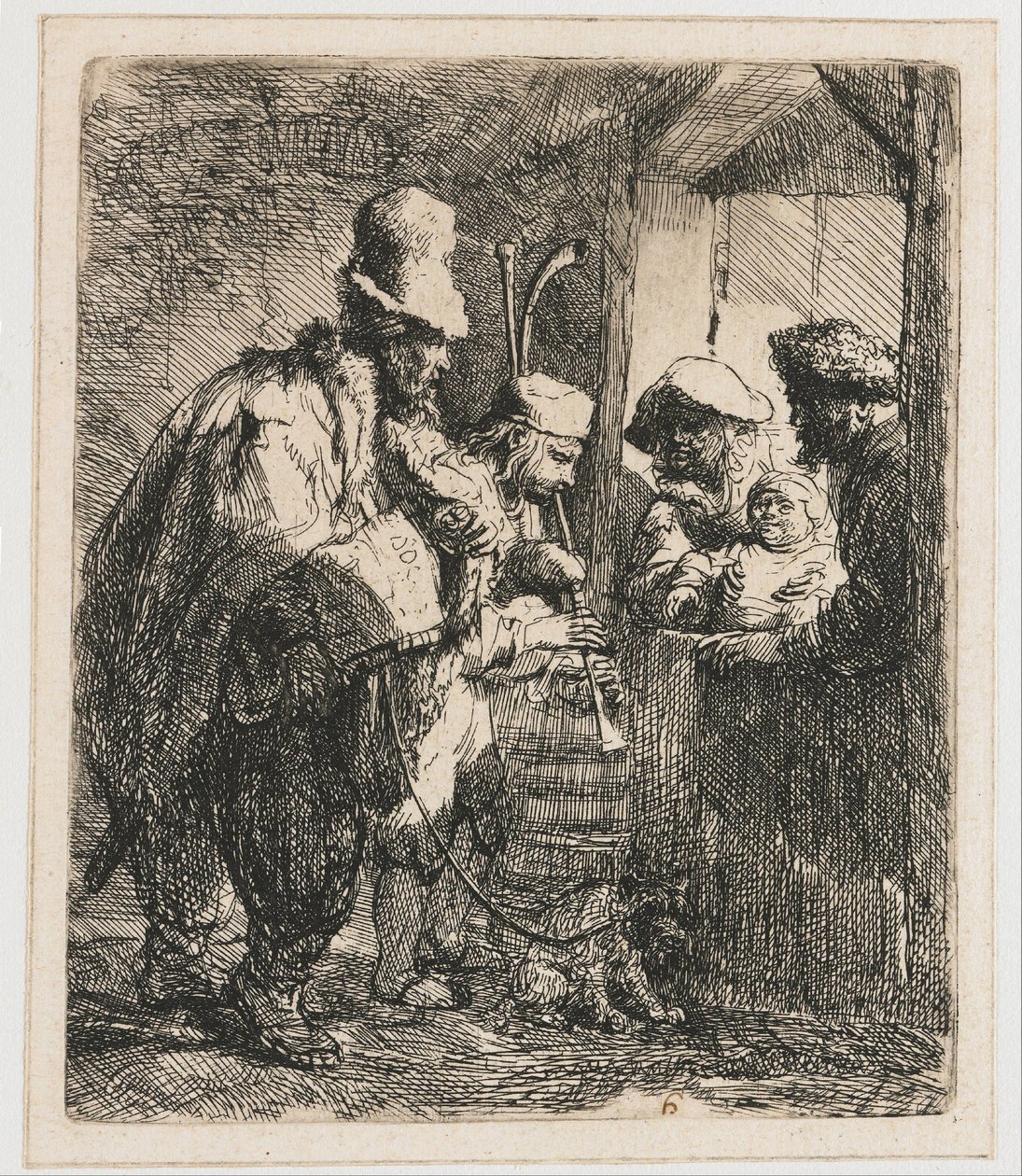 Vándorzenészek alkotó: Rembrandt van Rijn