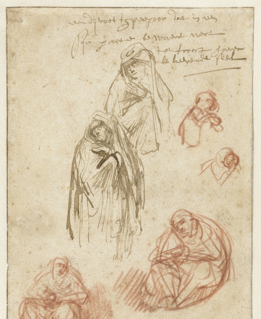 Tanulmányok a gyászoló Magdolnáról és a Szűzről alkotó: Rembrandt van Rijn