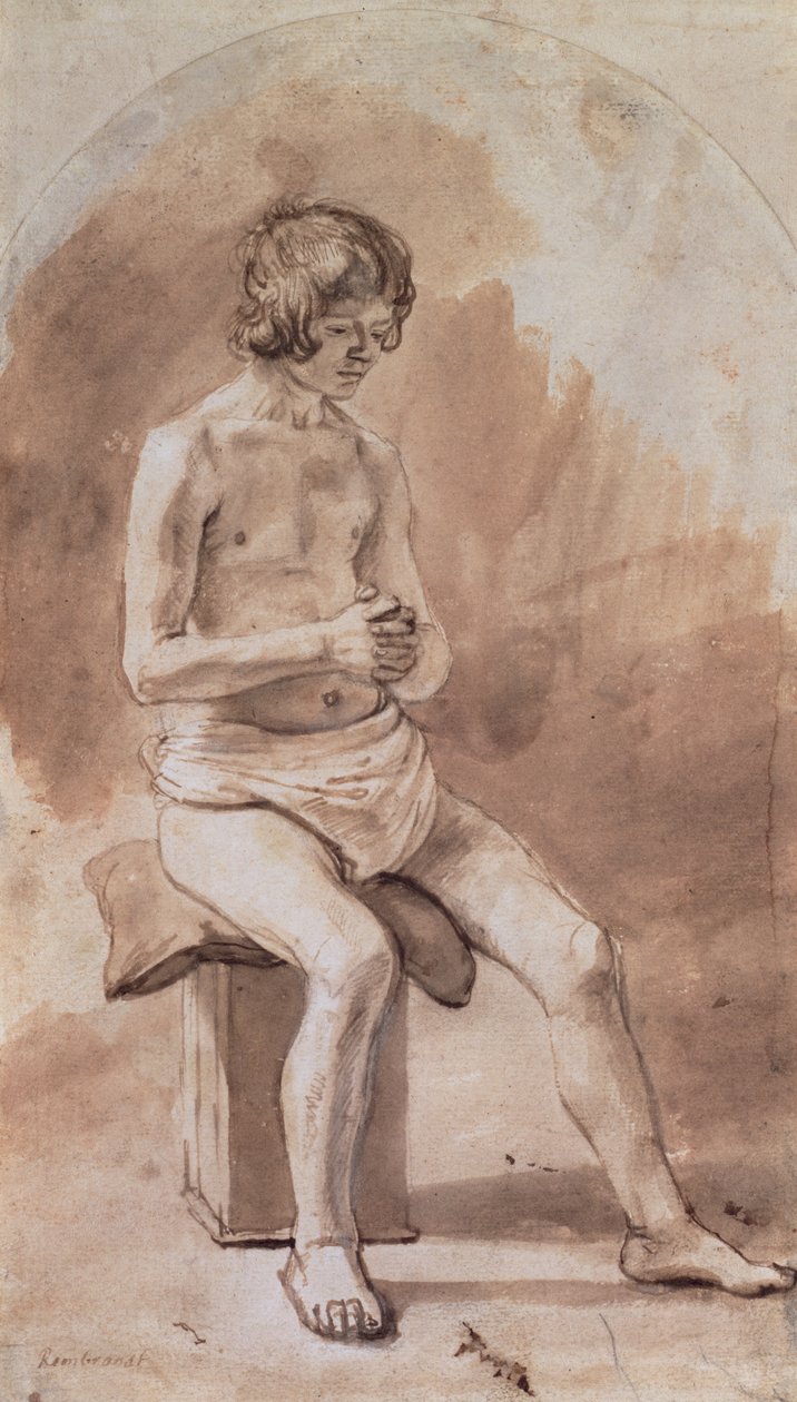 Tanulmány egy meztelen fiatalról alkotó: Rembrandt van Rijn