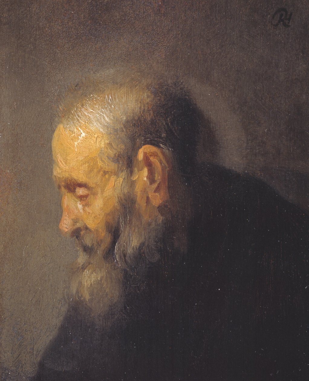 Tanulmány egy öreg emberről profilban alkotó: Rembrandt van Rijn
