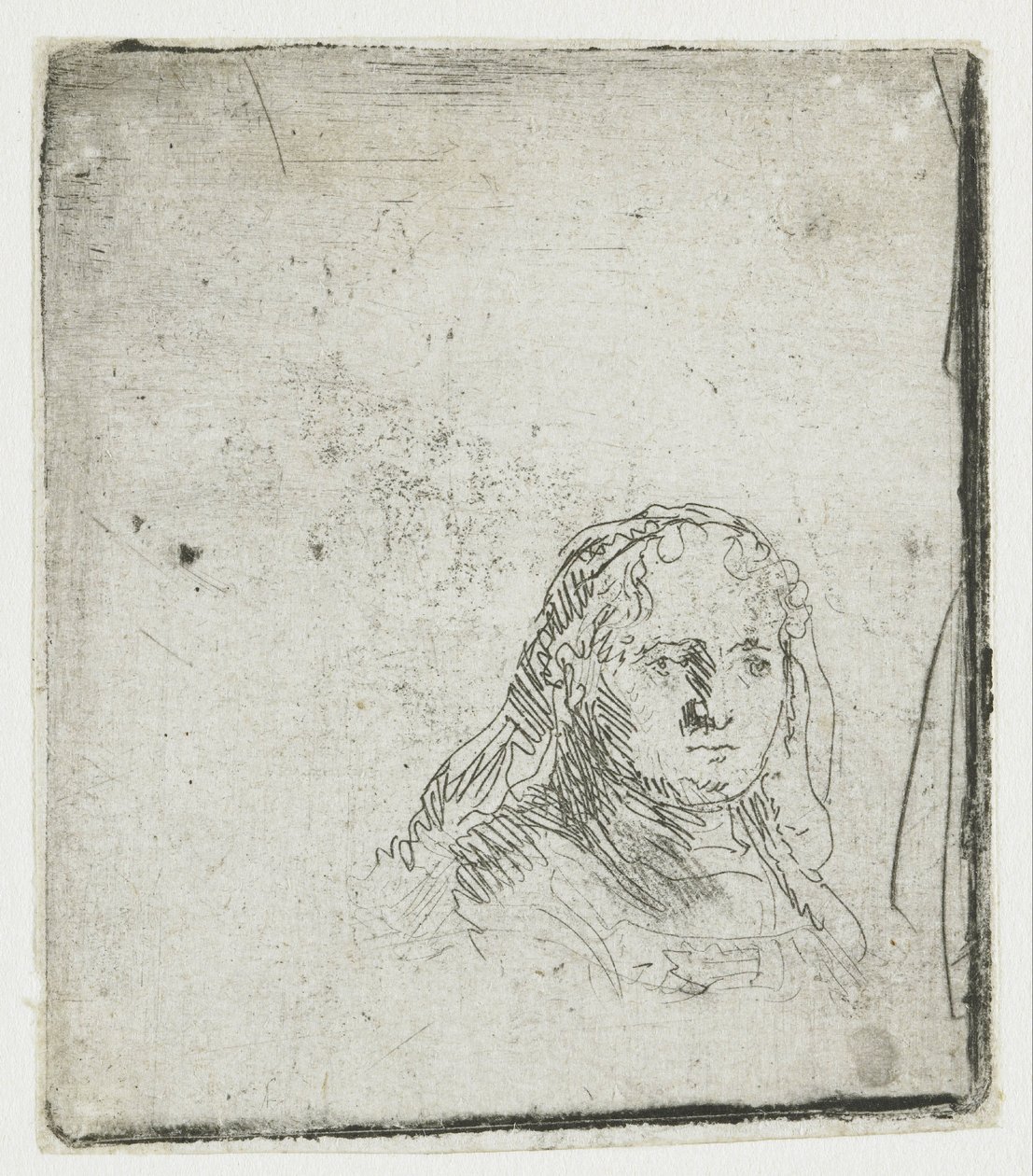 Egy nő fejének tanulmánya alkotó: Rembrandt van Rijn