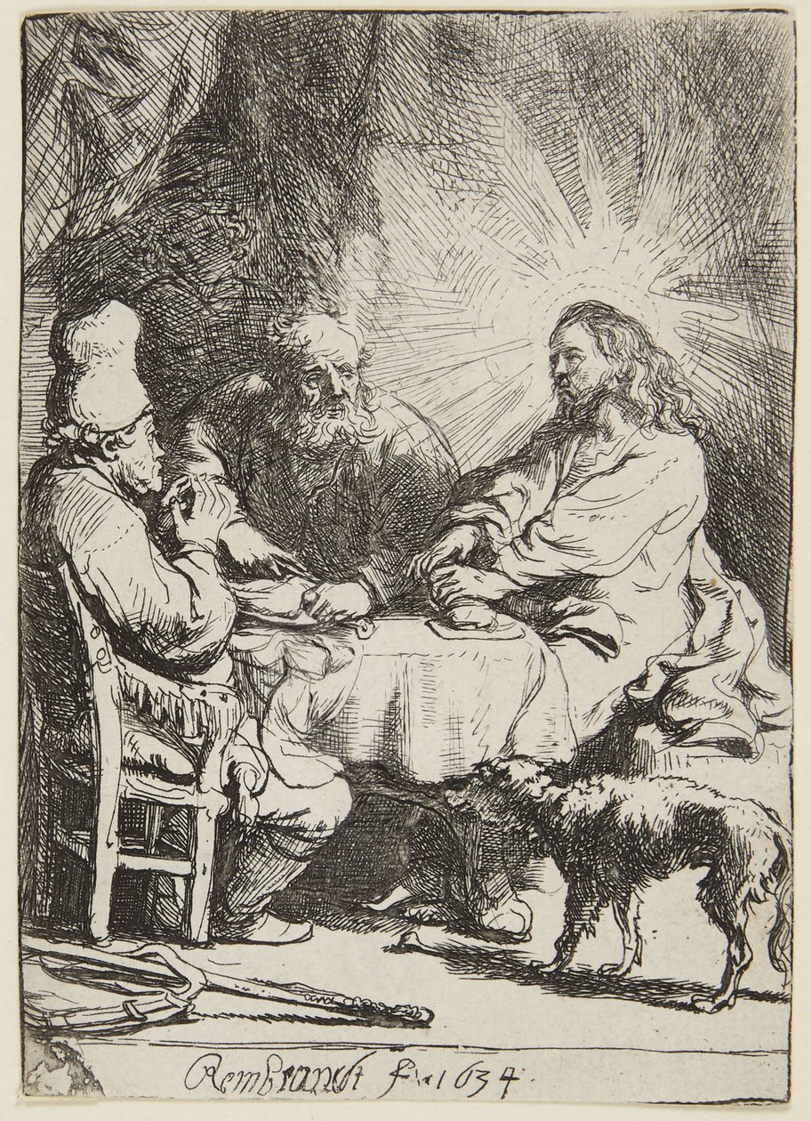 Vacsora Emmausban (kis tál) alkotó: Rembrandt van Rijn