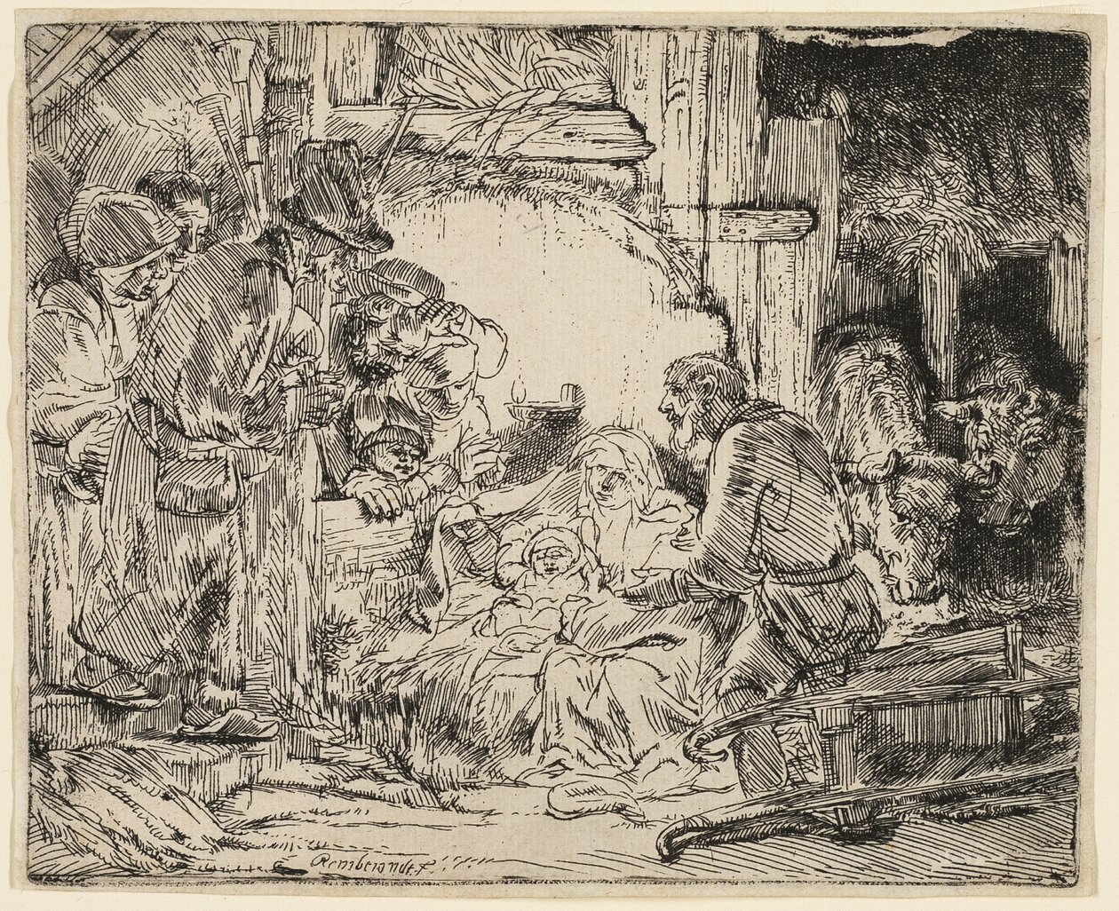 A Pásztorok imádása: A lámpával alkotó: Rembrandt van Rijn