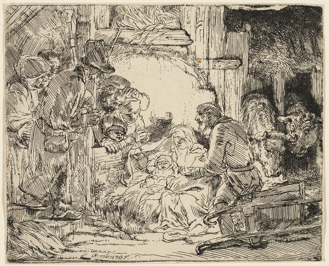 A Pásztorok imádása: A lámpával alkotó: Rembrandt van Rijn