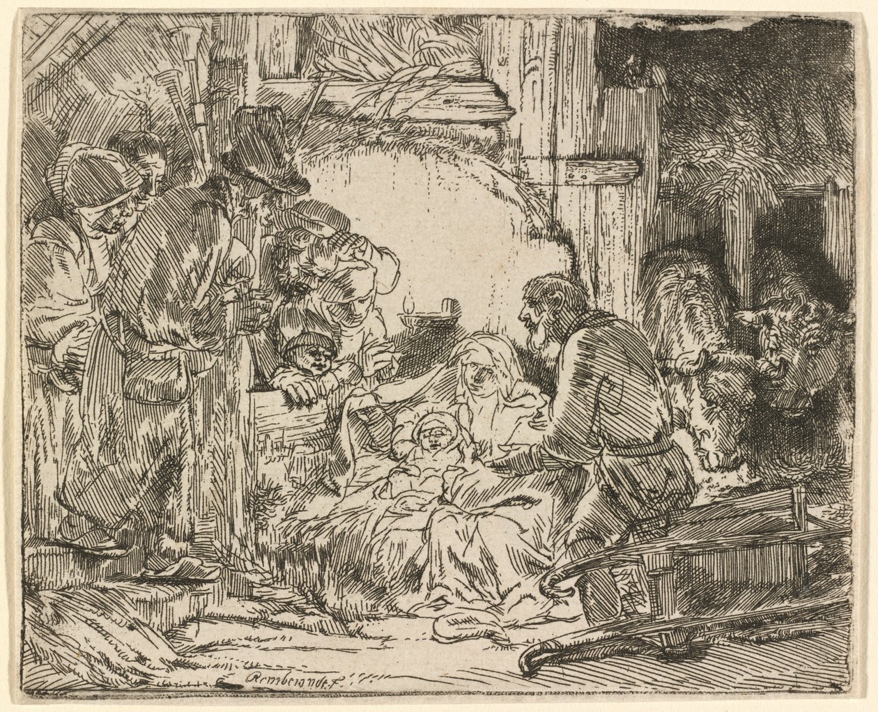 A Pásztorok imádása: a lámpával alkotó: Rembrandt van Rijn