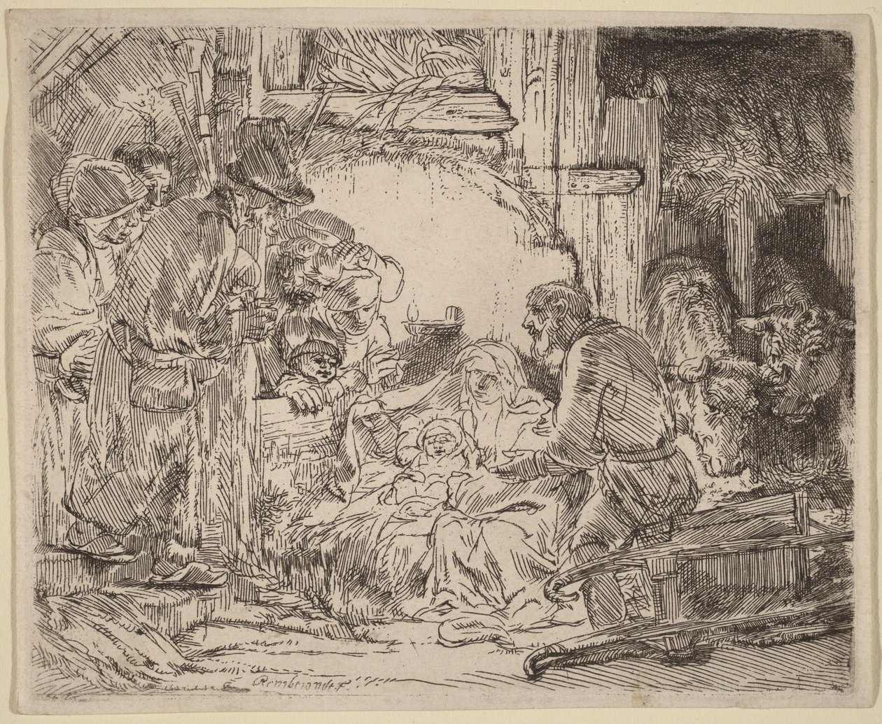 A pásztorok imádása: a lámpával alkotó: Rembrandt van Rijn