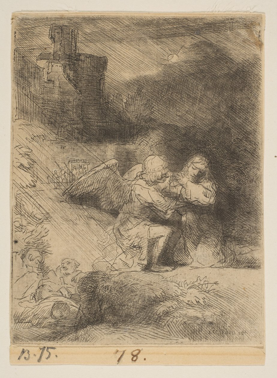 Az Agónia a kertben, kb. 1652. alkotó: Rembrandt van Rijn