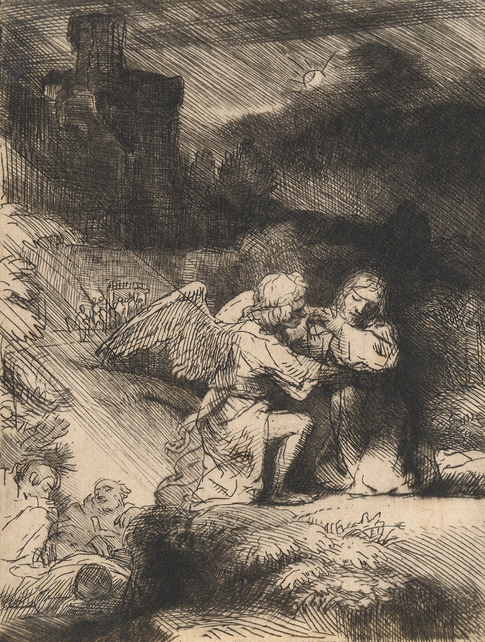 Agónia a kertben, 1657 körül (rézkarc és szárazhegy) alkotó: Rembrandt van Rijn