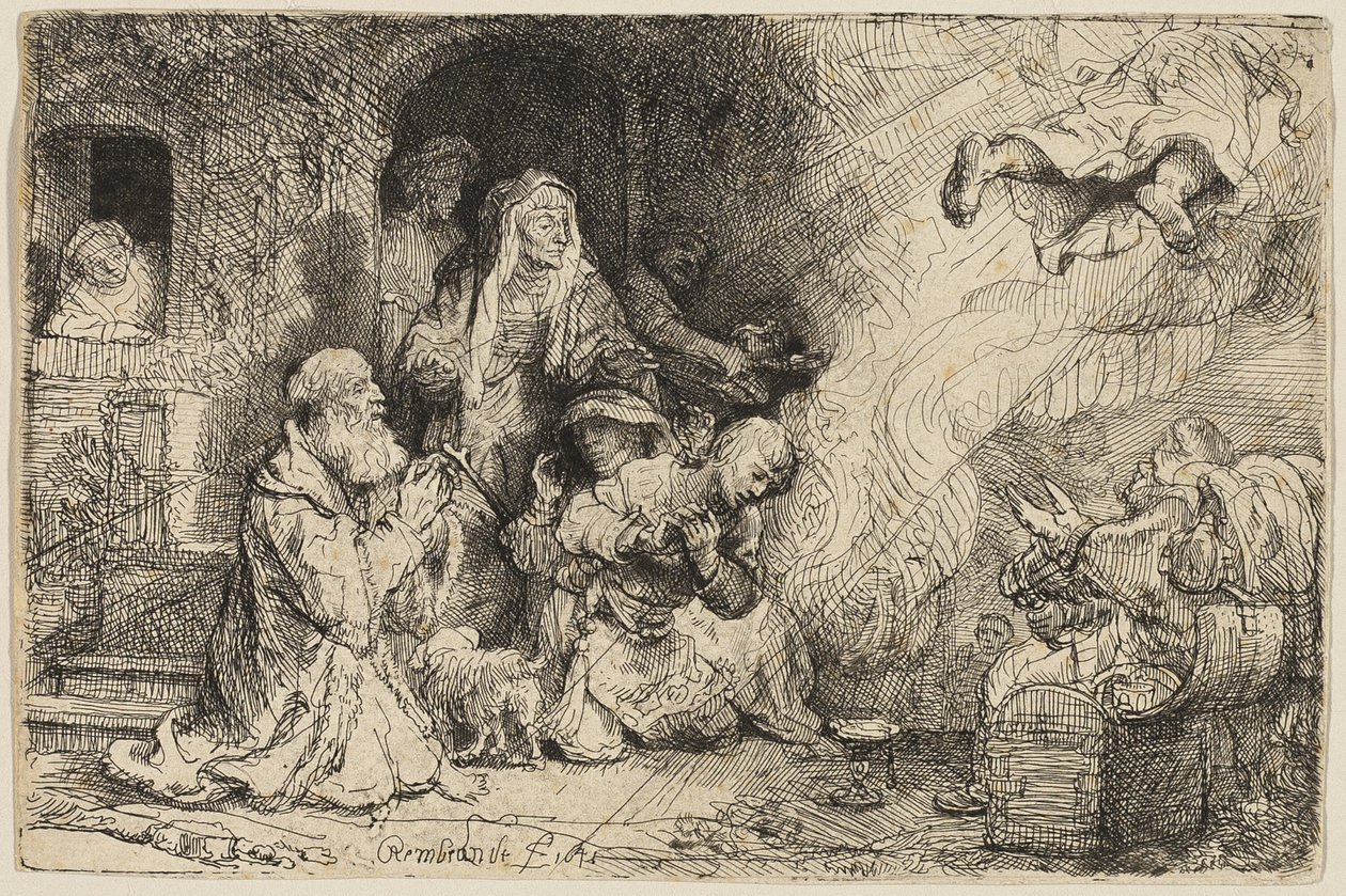 A Tóbiás családból távozó angyal alkotó: Rembrandt van Rijn