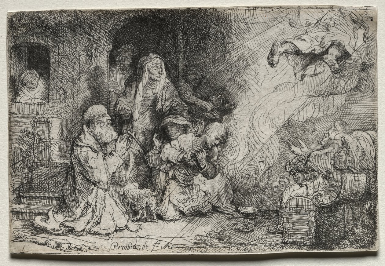 Tóbit családjából távozó angyal alkotó: Rembrandt van Rijn
