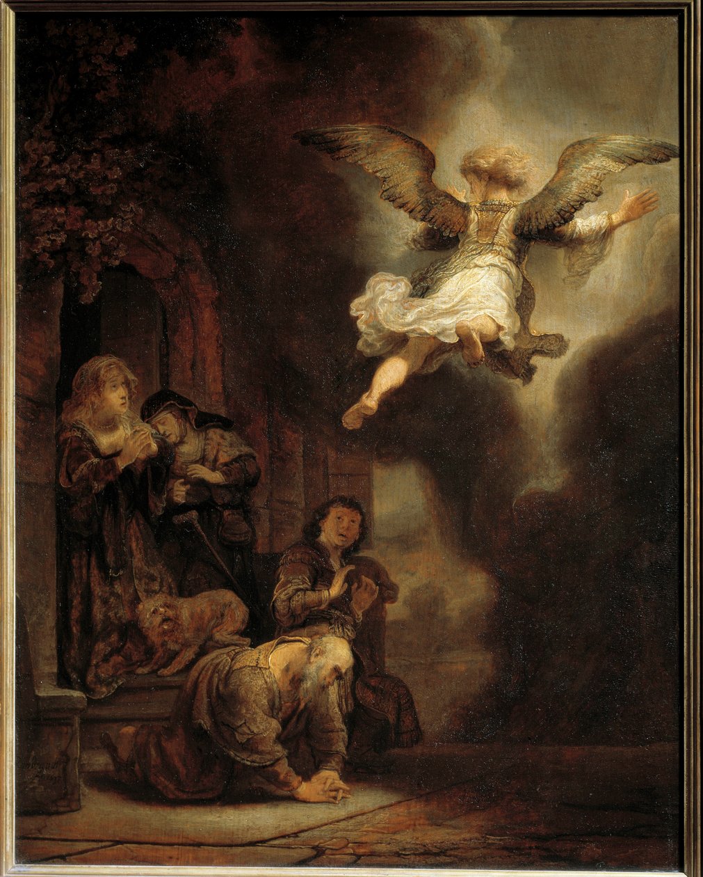 Gábriel arkangyal elhagyja Tóbiás családját. 1637 alkotó: Rembrandt van Rijn