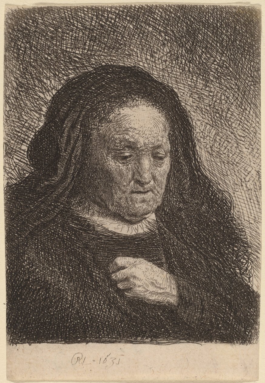 A művész anyja kezével a mellén alkotó: Rembrandt van Rijn