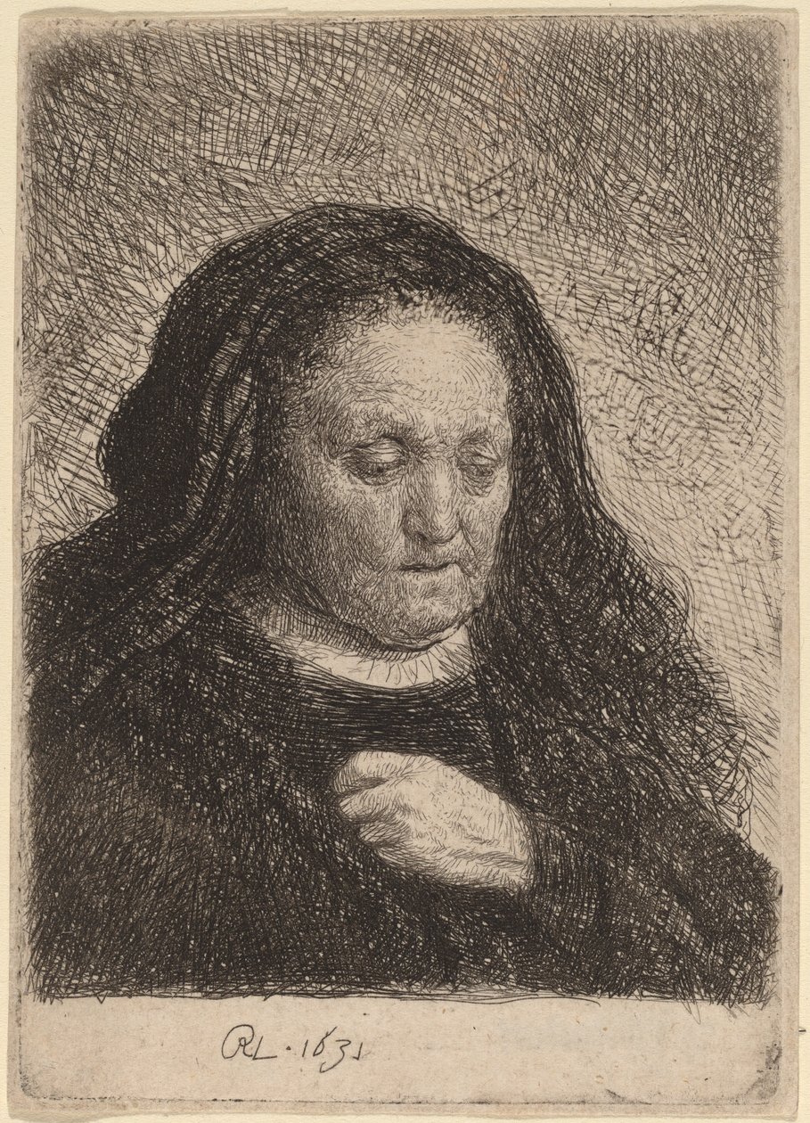 A művész anyja kezével a mellén alkotó: Rembrandt van Rijn