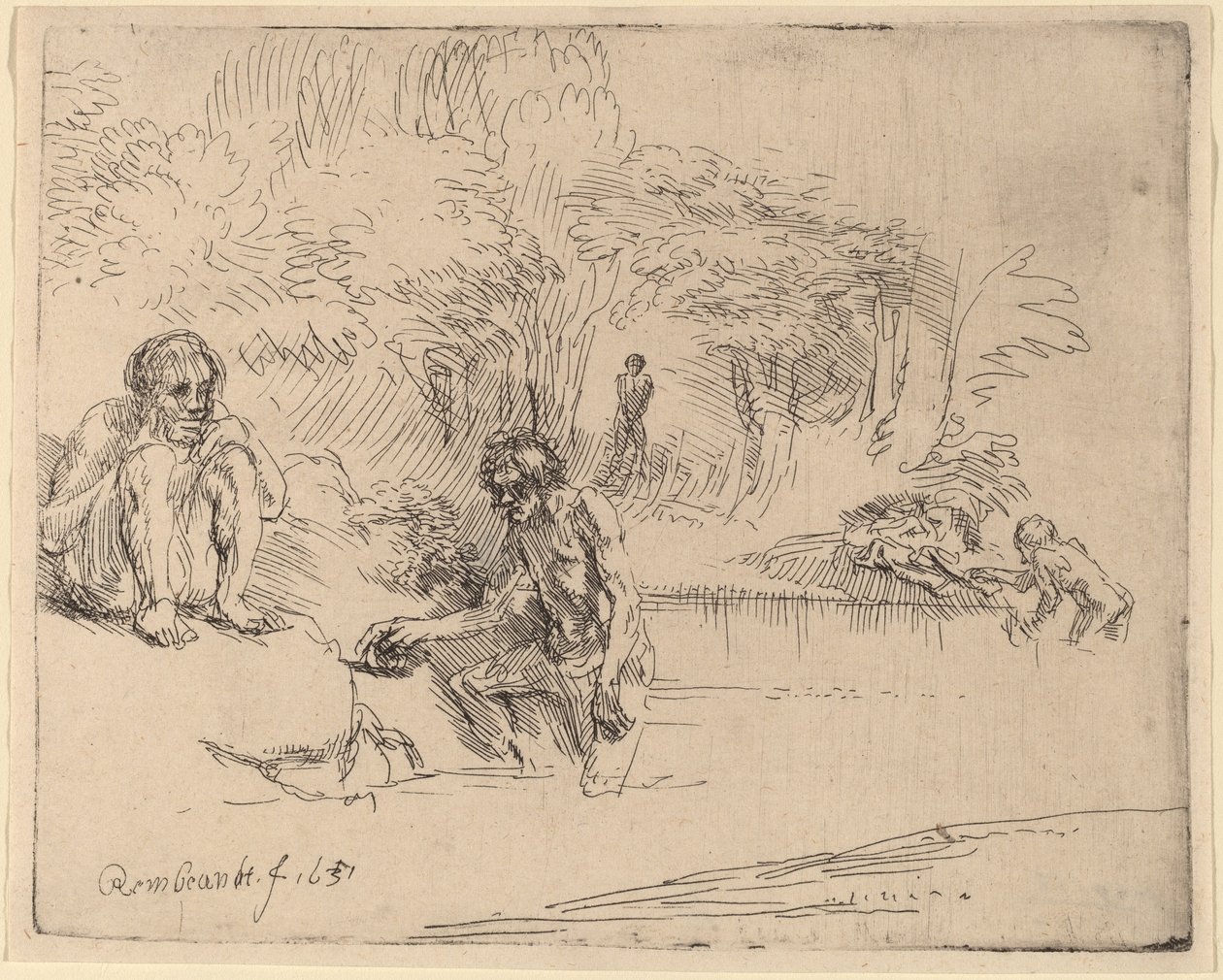 A fürdőzők alkotó: Rembrandt van Rijn