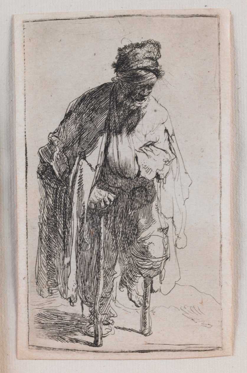 A koldus fa lábbal alkotó: Rembrandt van Rijn