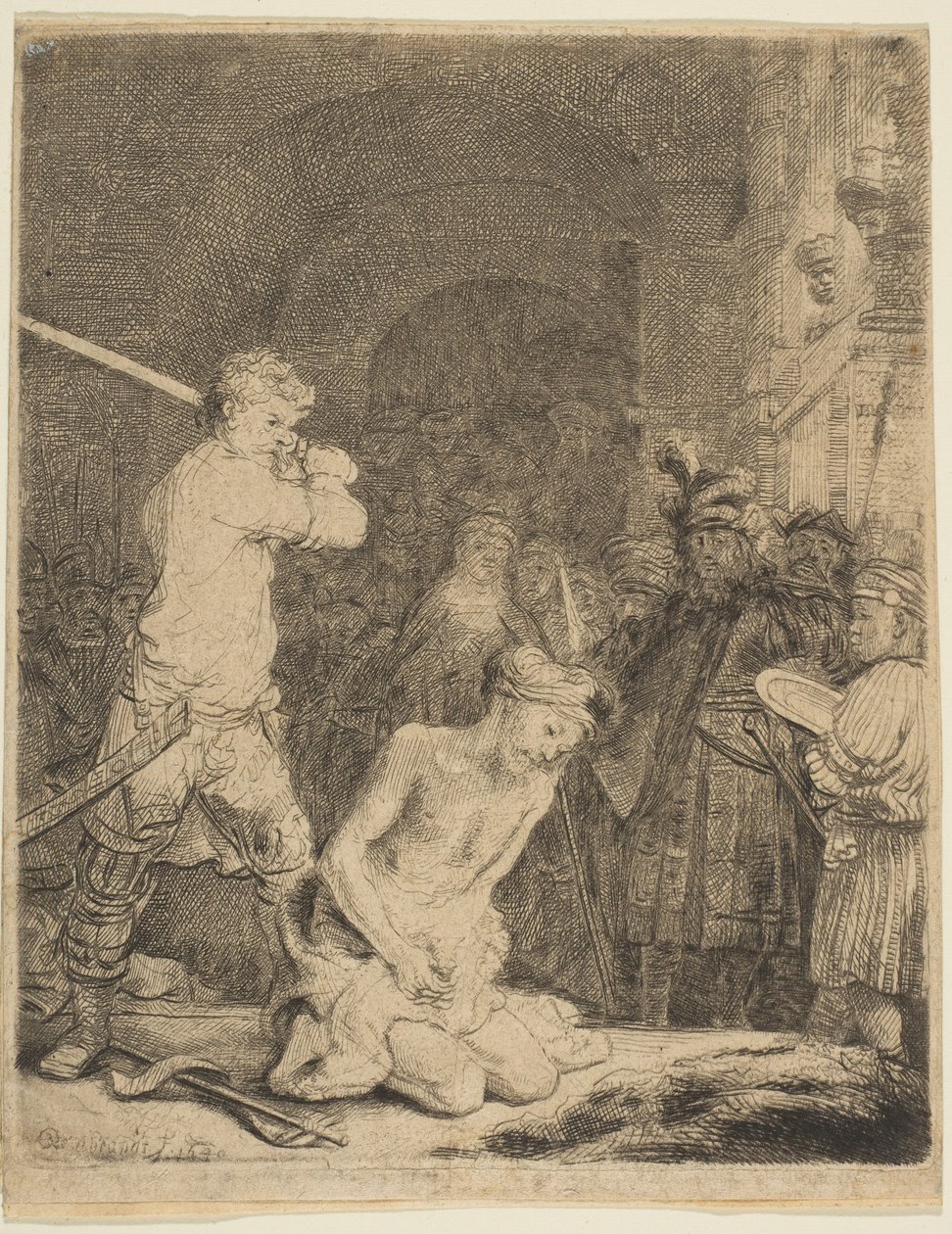 Keresztelő János lefejezése. alkotó: Rembrandt van Rijn