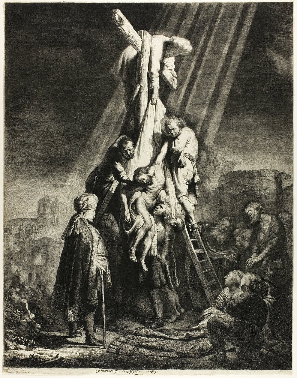 A keresztről való leszállás: Második lemez alkotó: Rembrandt van Rijn
