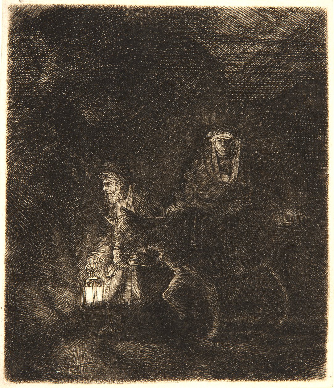 A repülés Egyiptomba: Egy éjszakai darab alkotó: Rembrandt van Rijn