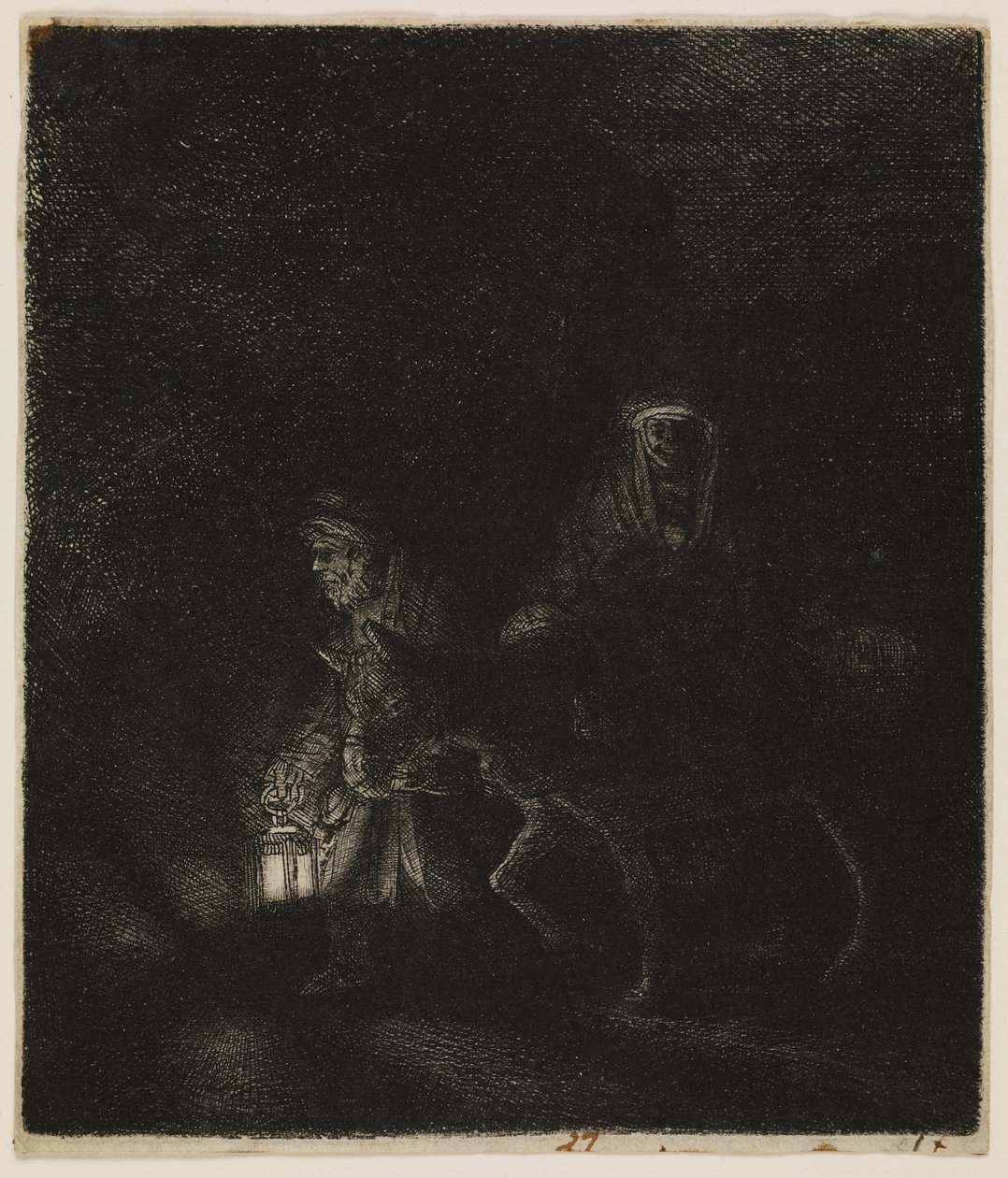 A menekülés Egyiptomba (éjszakai darab) alkotó: Rembrandt van Rijn