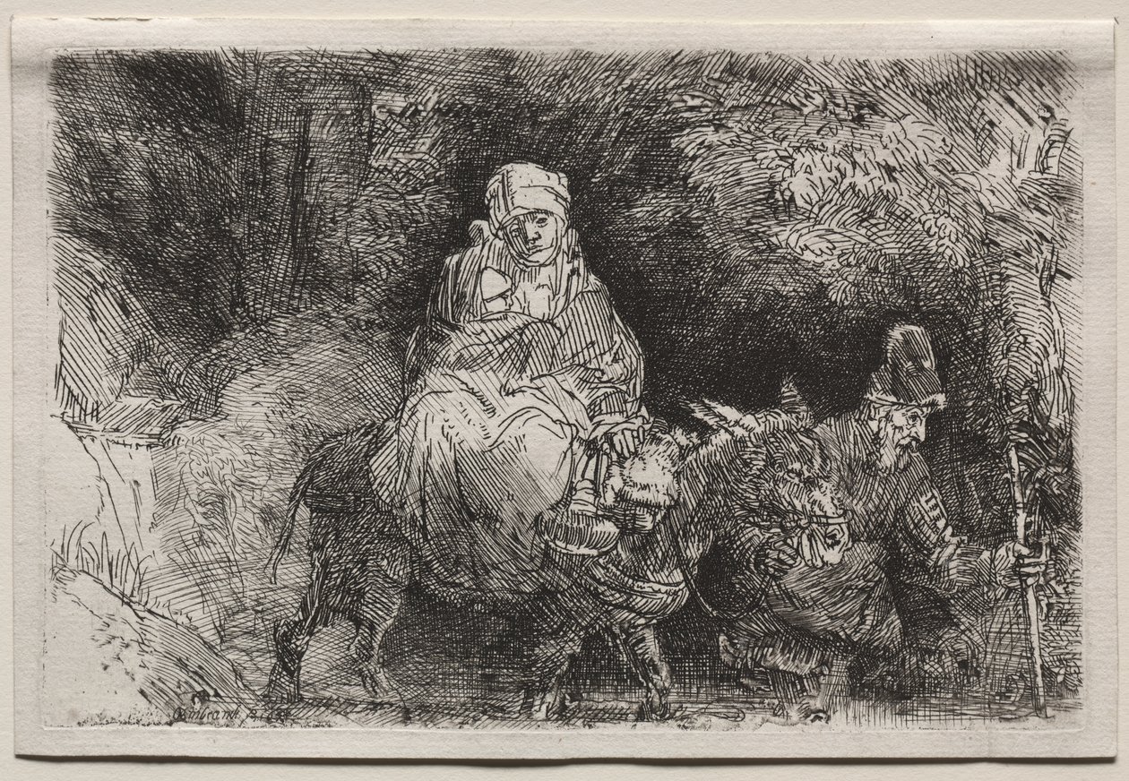 Repülés Egyiptomba: átkelés egy patakon alkotó: Rembrandt van Rijn