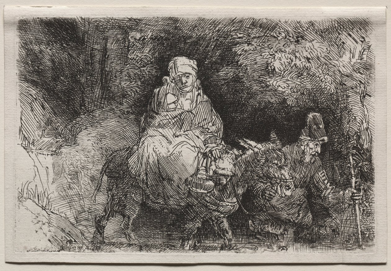 Repülés Egyiptomba: Átkelés egy patakon, 1654. alkotó: Rembrandt van Rijn
