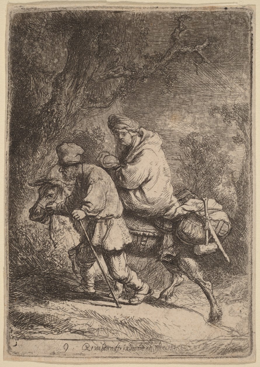 A menekülés Egyiptomba: Kis alkotó: Rembrandt van Rijn