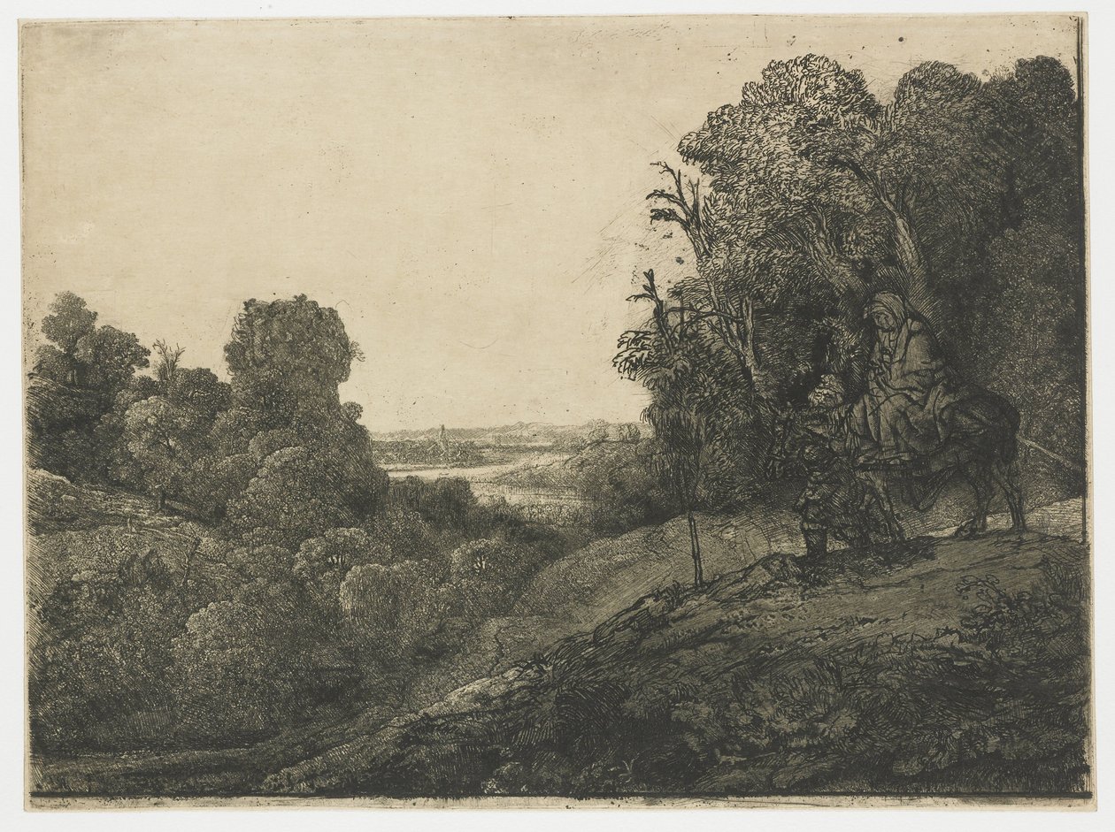 A repülés Egyiptomba, egy tányéron Segerstől Repülés Egyiptomba: megváltoztatott lemez Segherstől alkotó: Rembrandt van Rijn
