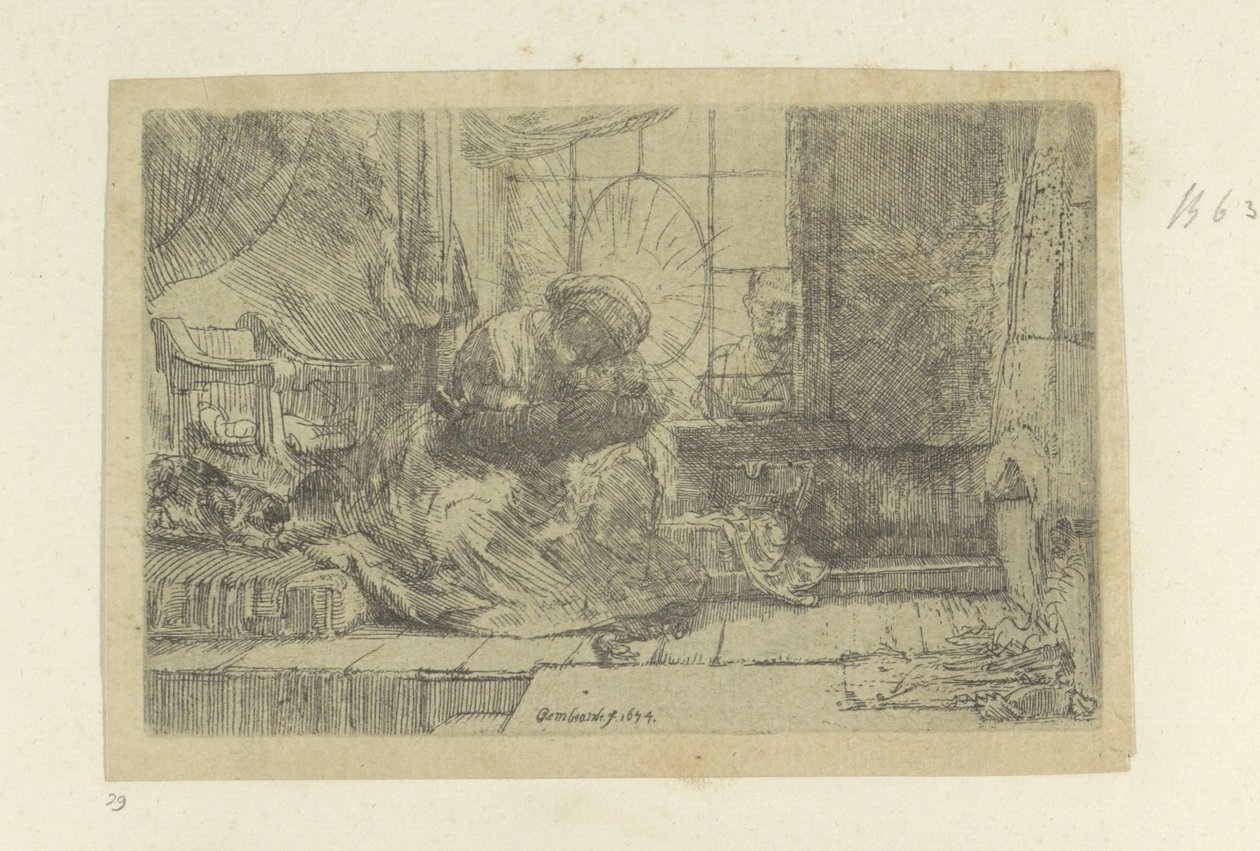 A Szent Család a macskával és a kígyóval alkotó: Rembrandt van Rijn