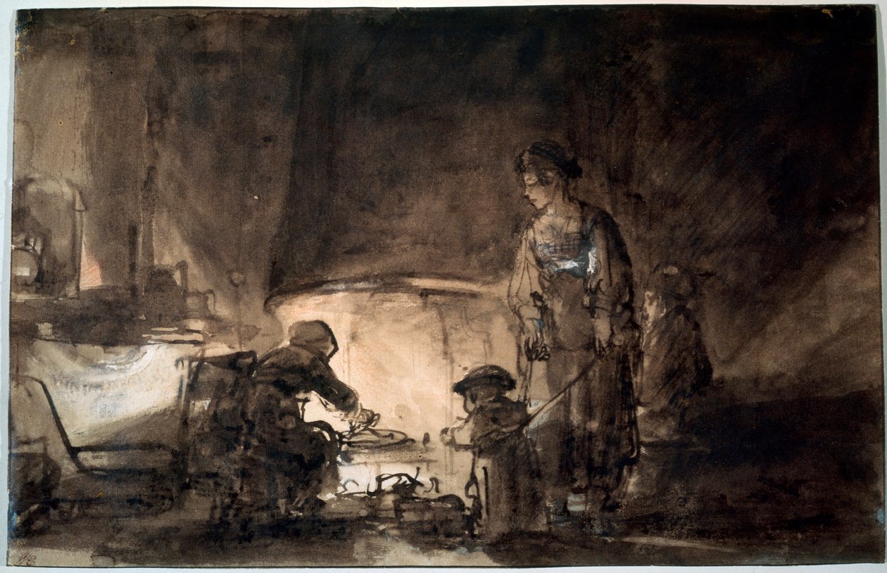 A Rembrandts Ház konyhája, 1650-es évek. alkotó: Rembrandt van Rijn