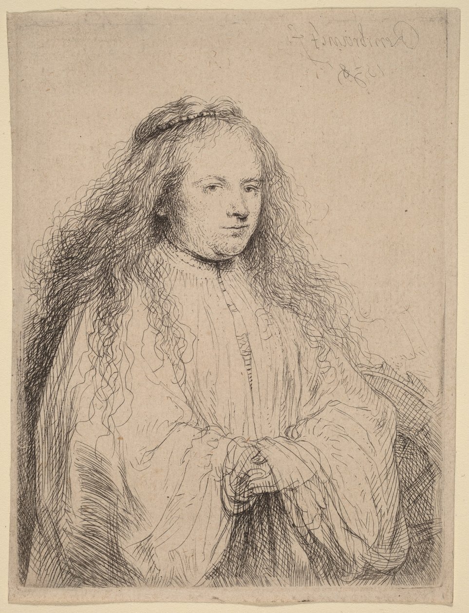 A kis zsidó menyasszony (Saskia Szent Katalin szerepében) alkotó: Rembrandt van Rijn