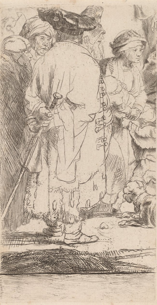Az ember vesszőtöredékkel a száz guldennyomatból, c. 1649. alkotó: Rembrandt van Rijn