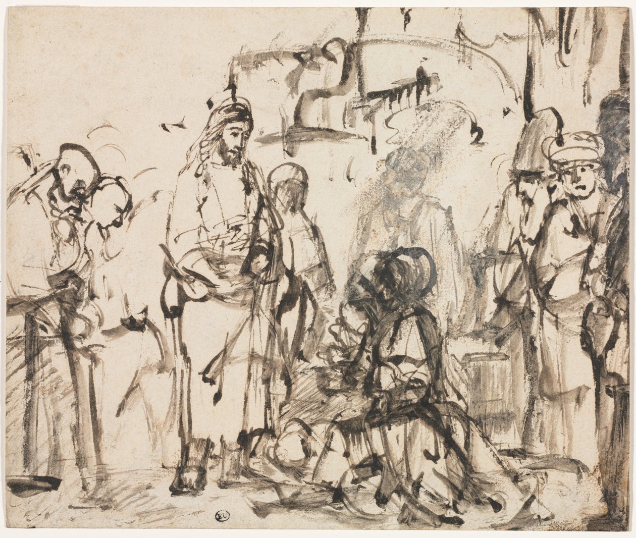 Krisztus találkozása Mártával és Máriával Lázár halála után, c. 1662-65. alkotó: Rembrandt van Rijn