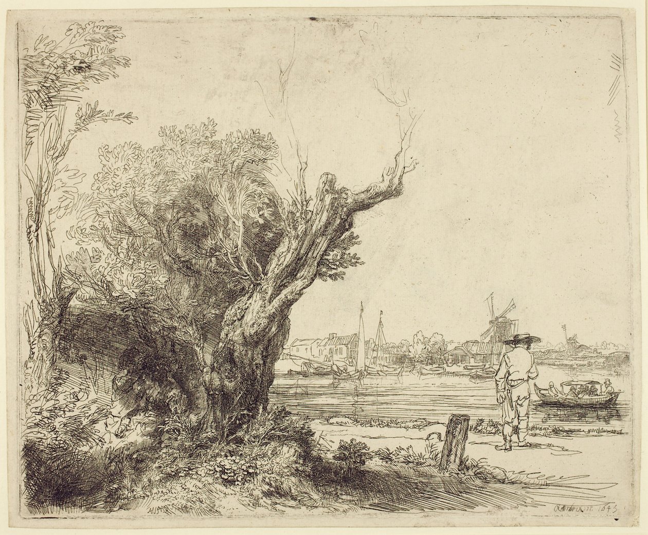 Az Omval, 1645 (maratás és szárazhús papíron) alkotó: Rembrandt van Rijn