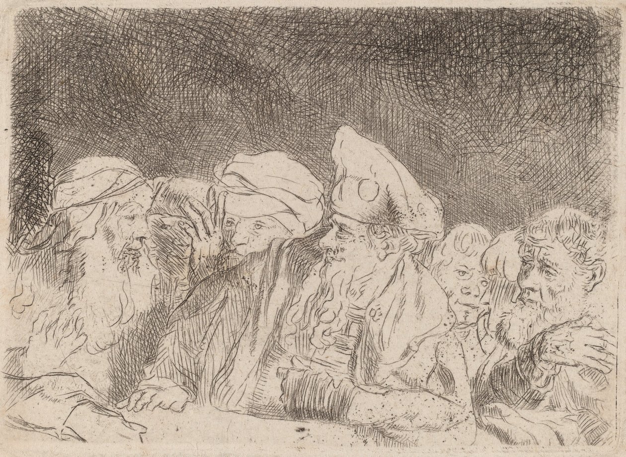 A farizeusok vitatöredéke a száz guldennyomatból, c. 1649. alkotó: Rembrandt van Rijn