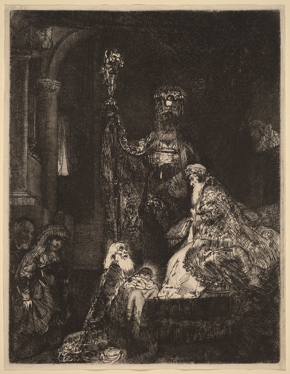 A templomi bemutatás a sötét módszer szerint alkotó: Rembrandt van Rijn