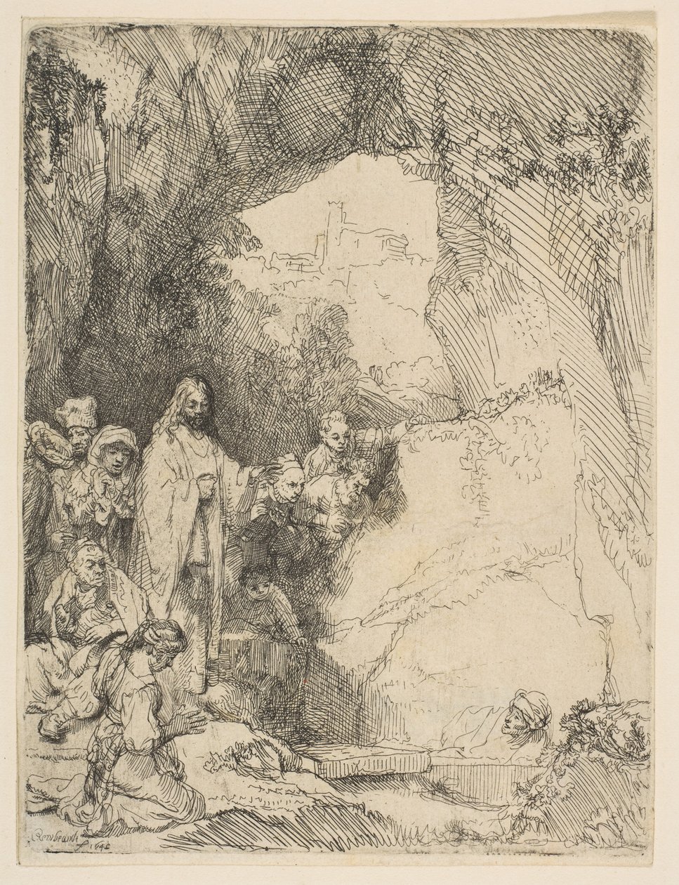 Lázár feltámasztása, kistányér, 1642. alkotó: Rembrandt van Rijn