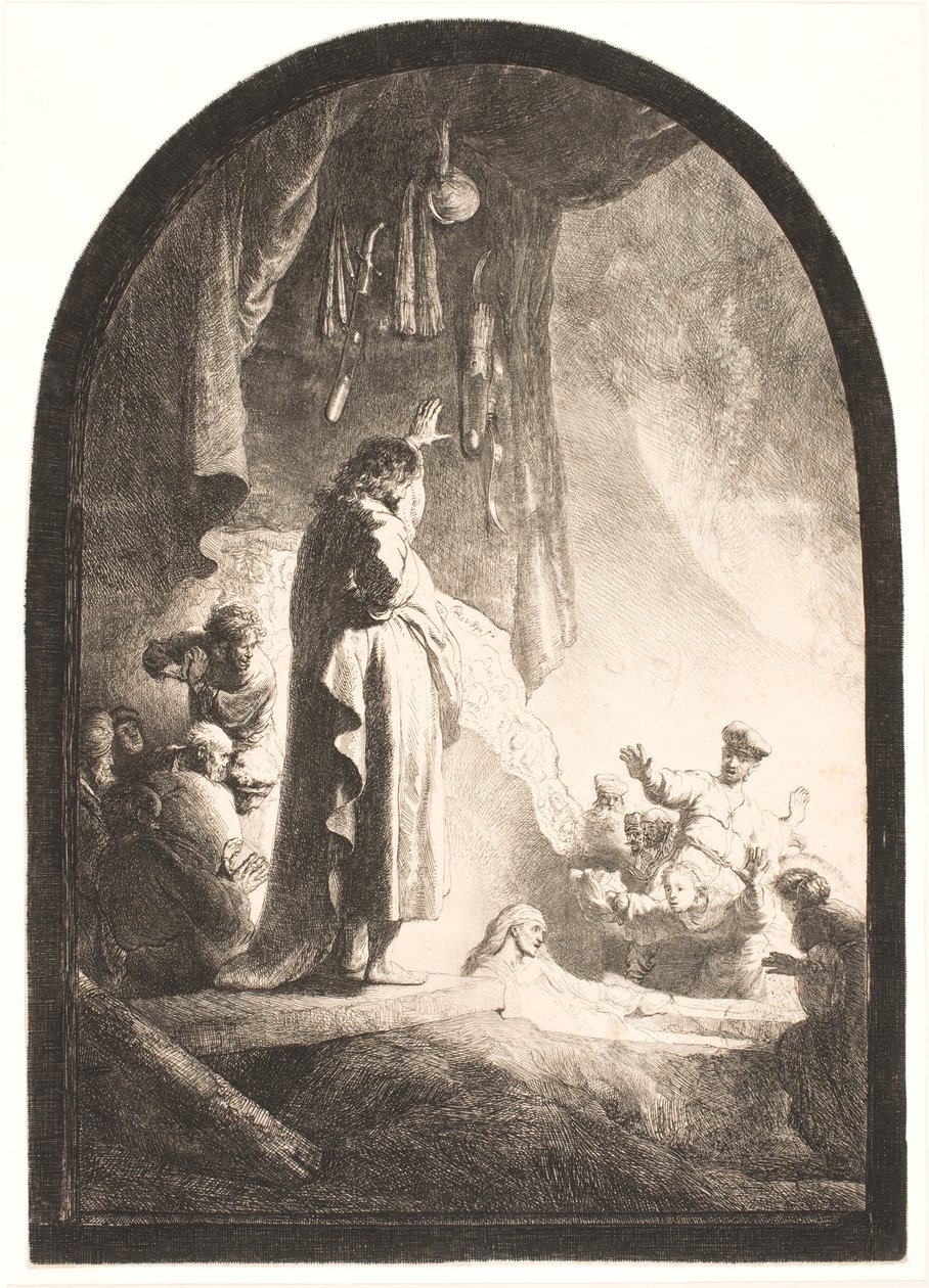 Lázár feltámasztása: a nagyobb tányér alkotó: Rembrandt van Rijn
