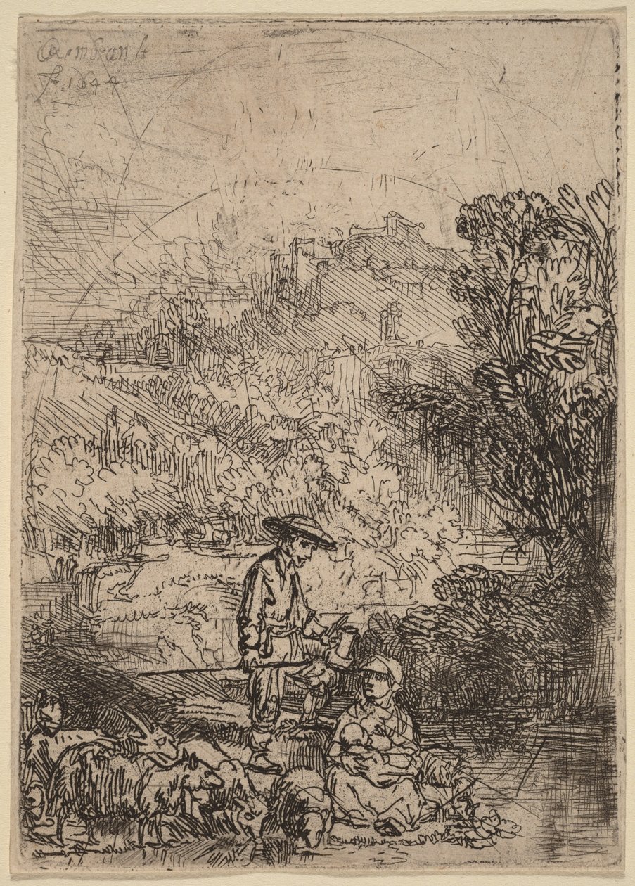 A pásztor és családja alkotó: Rembrandt van Rijn