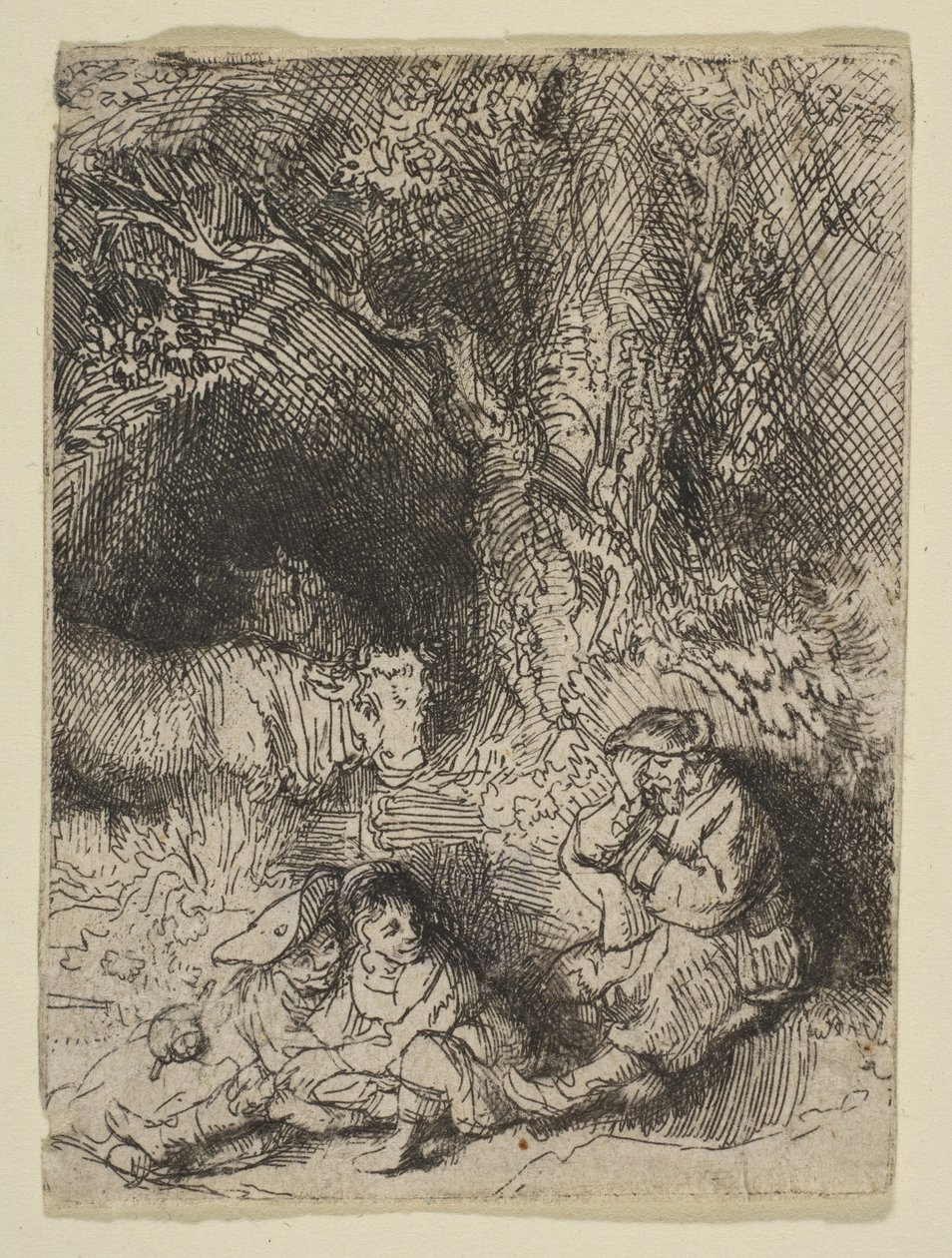 Az alvó pásztor, kb. 1644. alkotó: Rembrandt van Rijn