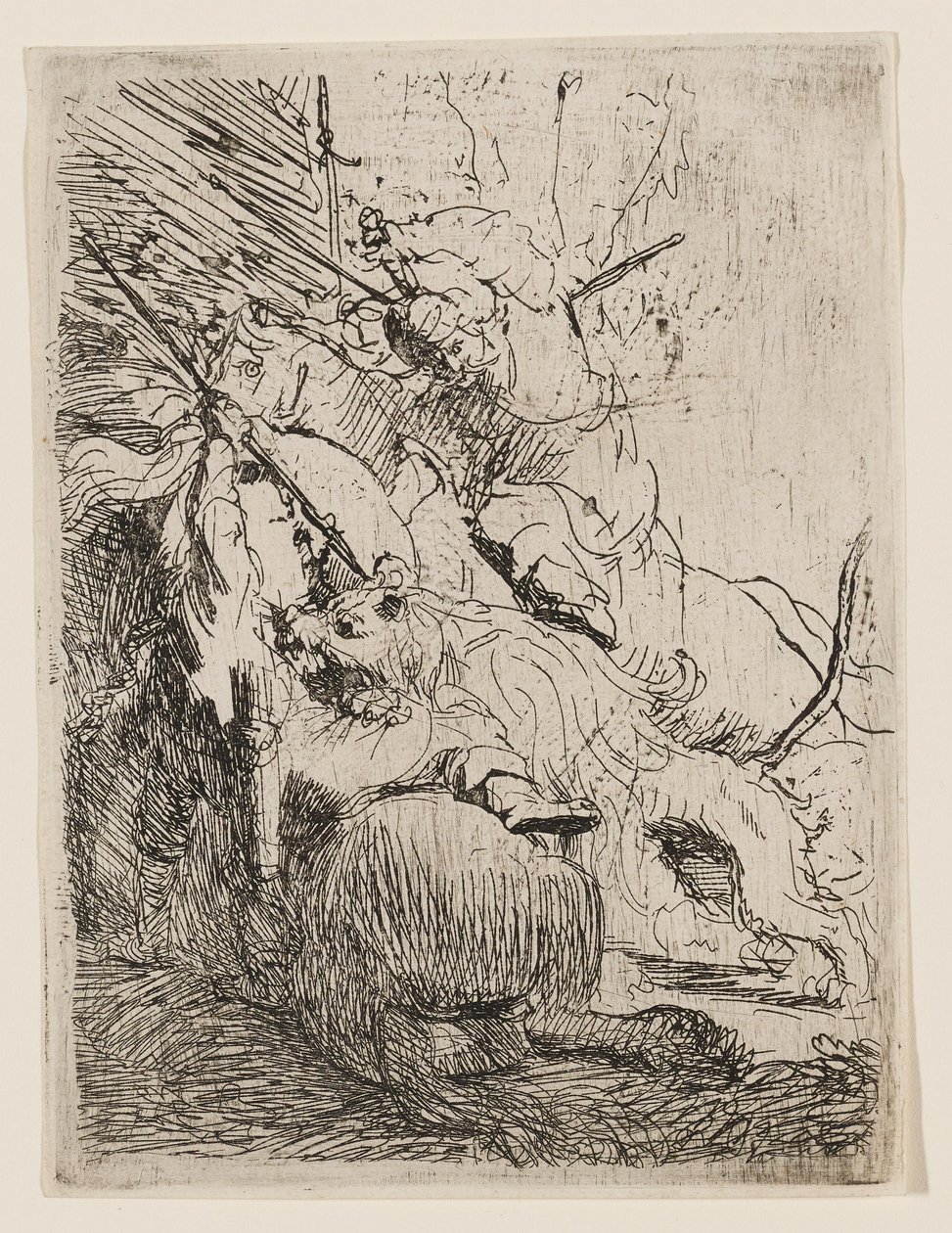 A kis oroszlánvadászat (egy oroszlánnal) alkotó: Rembrandt van Rijn